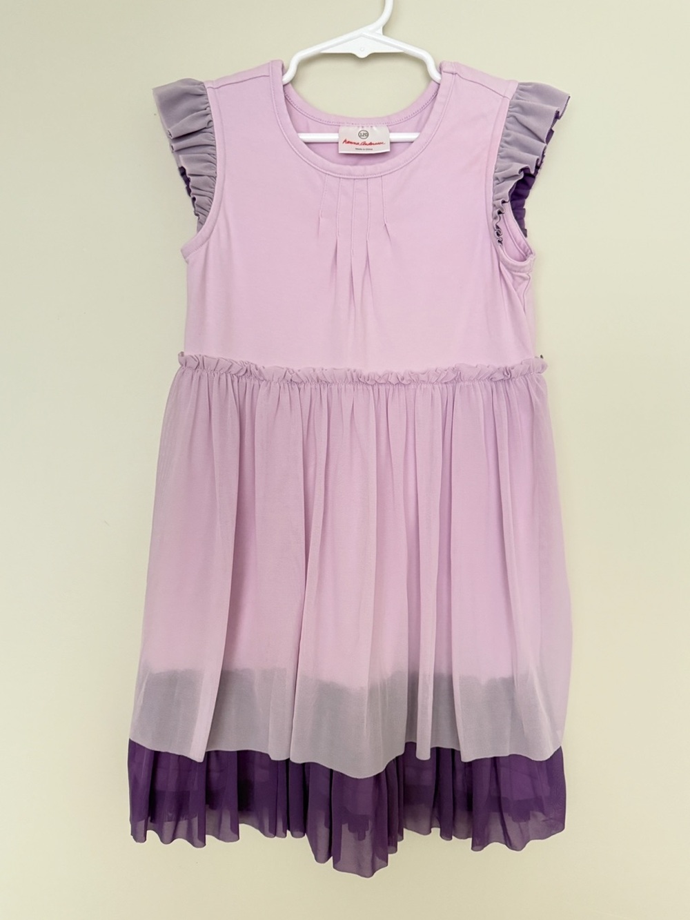Hanna Andersson Lavender Layered Party Dress with Deep Purple Hem Size 4